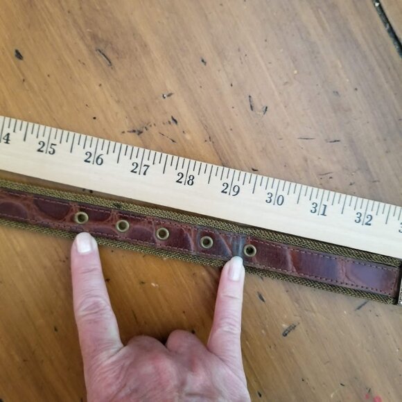 Mock Croc Brown Leather Chain Belt, Size Small, Witchy Western - Picture 8 of 11